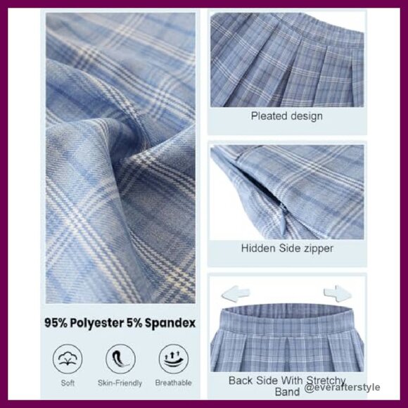 Stretchy Pleated Mini Skirt A-Line Swing Skater Versatile Chic Y2K - Picture 7 of 7